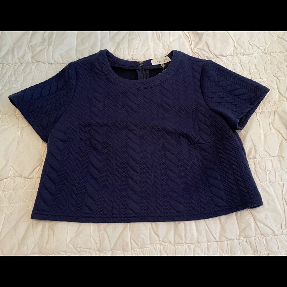 Sugarlips Blue Detailed Crop Top